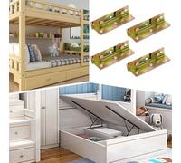 Hosrivae Lot de 4 supports de fixation pour rail de lit - Charnière de lit en acier laminé à froid robuste pour renfort de cadre de lit, ton laiton, design sans mortaise