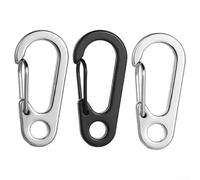 Hosrivae Lot de 5 petits mousquetons en alliage avec boucle de suspension en forme de D pour sacs à dos, ceintures, loisirs créatifs, lisses pour bord argenté, noir, argent foncé