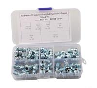 Hosrivae Lot de 50 de graisse avec angles de 45°/90°/180° pour lubrification hydraulique, raccords en acier carbone de 1/4 1/8 avec étui de rangement en plastique