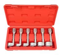 Hosrivae Lot de 6 clés à pipe d'huile pour douilles en acier CR-MO en forme de L, entraînement 1/2" pour retrait d'injecteur, kit d'outils à main automobile avec étui
