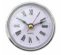 Hosrivae Mouvement d'horloge à quartz de 65 mm avec bordure dorée, chiffres romains, profondeur d'installation de 25 mm, pour réparation d'horloge et pièces de rechange (argenté)