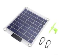 Hosrivae Panneau solaire transparent bifacial avec double ventilateur USB, module monocristallin portable pour randonnée, camping, générateur double face efficace (A)