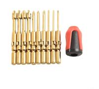 Hosrivae PH2/PH1/PH0 Jeu d'embouts de tournevis pour manche cruciforme 801 - 10 embouts en alliage d'acier - Tige de 5 mm - Dureté 60HRC - Finition dorée - Compatible avec embout magnétique (B)