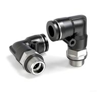 Hosrivae PL4-M5 Lot de 10 connecteurs de tuyau à connexion rapide en laiton rotatif à 360° avec joint étanche pour tubes en polyuréthane et nylon, filetage M5 de 4 mm (noir PL4-M5)