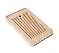 Hosrivae Plateau à thé en PVC avec drainage et rangement rapides, 36 x 24 cm, base de service à thé Kung Fu pour la maison, nettoyage lisse et amovible (D)