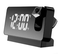 Hosrivae Réveil à projection LED avec écran réglable à 180°, horloge miroir numérique avec double température et gradation automatique, fonction snooze rechargeable pour chambre à coucher (B)