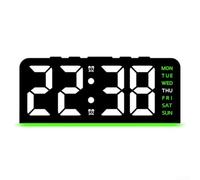 Hosrivae Réveil numérique avec lumière ambiante, affichage LED à grands caractères, luminosité et sauvegarde réglables, horloge de chevet moderne en PVC, pour chambre à coucher, bureau (vert)