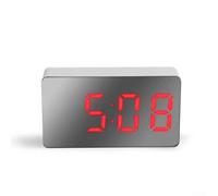 Hosrivae Réveil numérique électronique à affichage miroir LED avec police multicolore mouvement silencieux pour voyage, bureau, chambre à coucher, utilisation portable (rouge)