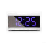 Hosrivae Réveil numérique LED compact avec affichage de la date et de la température, alimenté par USB ou pour batterie de secours, luminosité réglable (bleu)