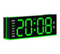 Hosrivae Réveil numérique LED moderne alimenté par USB avec éclairage ambiant, thermomètre calendrier, capteur de luminosité automatique et affichage du jour de la semaine (B)