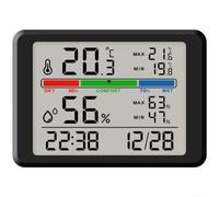 Hosrivae Réveil numérique magnétique fin avec écran LCD, moniteur de température et d'humidité, rétroéclairage pour chambre à coucher, bureau, réfrigérateur - Noir et blanc (noir 2310)