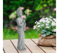 Hosrivae Statue de jardin Bouddha debout pour utilisation en extérieur ou en intérieur Grès Résine Décoration de jardin zen 3. X 18 cm Poids lourd 240 g pour la stabilité (A)