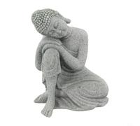 Hosrivae Statue de jardin Bouddha, effet résine grès, décoration d'intérieur et d'extérieur pour décoration zen, espaces de yoga et nature - Jardins (S)