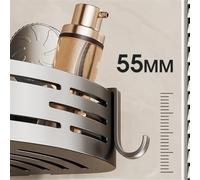Hosrivae Support de douche d'angle léger avec porte-gobelets, serviette de douche murale avec salle de bain et étagères pour rangement monté, amovible et ventouse (avec tige)