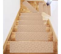 Hosrivae Tapis antidérapant pour escalier en bois Motif pierre 20,3 x 76,2 cm Convient pour les enfants, les personnes âgées et les animaux domestiques Beige
