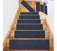 Hosrivae Tapis antidérapant pour escaliers en bois - Motif pierre - 20,3 x 76,2 cm - Convient aux enfants, personnes âgées et animaux domestiques (gris foncé)
