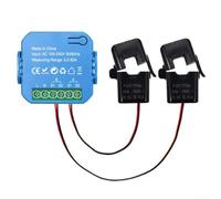 Hosrivae Tuya pour compteur d'énergie intelligent, 1/2 canal type pince en temps réel, tension d'alimentation, courant d'alarme, 46 x 46 x 18 mm, moniteur d'énergie domestique en plastique (2CT)