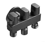 Hosrivae Vanne d'angle à 3 voies en laiton noir avec interrupteurs séparés, 1 entrée et 3 sorties, répartiteur multi-appareils, tuyau de machine à laver, prévention des fuites (C)