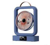 Hosrivae Ventilateur de refroidissement USB-C à affichage numérique chronométré, ventilateur pliable bleu, silencieux, double installation, ventilateur compact pour la maison, le bureau, les voyages