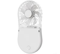 Hosrivae Ventilateur portable, ventilateur de refroidissement à glace multifonction blanc 1800 mAh USB pour batterie, pliable, 4 ventilateurs silencieux, 3 façons d'utilisation pour la maison, le