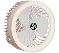 Hosrivae Ventilateur USB multi-usage à 3 vitesses, support mural et crochet de suspension, refroidisseur de camping, lumière LED intégrée, moteur silencieux, sans balais, rose, pour tente, chambre à