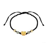 Hosrivae Xiangyun Fu Lock Bracelet en corde rouge pour femme - Fait à la main - Bijoux porte-bonheur chinois avec nœud réglable, personnage Fu symbolique et verrou de sécurité (noir)