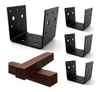 Hosrnovo Lot de 4 supports de poteau en fer robuste pour poteaux standard de 10,2 x 10,2 cm, connecteur enduit de poudre noir sable pour pergolas, tonnelles, garde-corps et clôtures