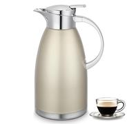 Hossejoy Pichet isotherme en acier inoxydable de 2,3 l - Double paroi - Isolation sous vide - Cafetière isotherme - 6 heures de conservation de la chaleur et du froid - Pour café, lait, thé, boissons