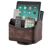 Hossejoy Support de télécommande 5 compartiments rotatif à 360 degrés en cuir synthétique pour guide TV, courrier, électronique, téléphone, lunettes, stylos cosmétiques, rétro