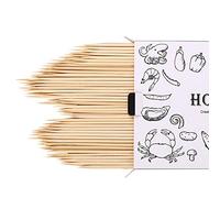 HOSSIAN 150pcsΦ4mmBrochettes de bambou naturel - Brochettes de pommes caramélisées pour apéritifs, artisanat et cocktails (25CM)