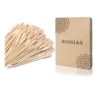 HOSSIAN 200pcsΦ4mmBrochettes de bambou naturel - Brochettes de pommes caramélisées pour apéritifs, artisanat et cocktails (9CM)