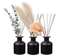 HOSSIAN Verre Diffuseur Bouteille Noir - Set de 3 Pièces 150 ml Avec Autocollant pour DIY Remplacement Roseau Diffuseur - Accessoires de Parfum