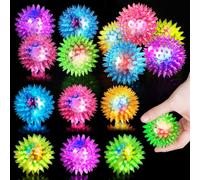 HOSSOM 16 pièces Boules Hérisson LED Cadeau Anniversaire Enfants Balle Lumineuse avec Picots Lumineux Jouet pour Animal Domestique ou Classe Sensorielle pour Bébé