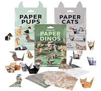 HOSSOM Papier Origami, 150 feuilles 3D chat/chien/dinosaure Origami papier artisanat kit, bricolage animal Origami papier kit pour bricolage-école-artisanat projets, enfants et adultes