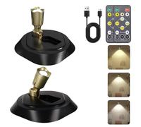 HOSSOM Spot LED Sans Fil Rechargeable, 2 Pièces Applique Murale, Spots de Plafond avec 3 Températures de Couleur, Fonction Minuterie, Plafonnier Led Orientable pour Plante, d'Art, Chambre, Salon