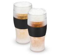 Host Freeze - Lot de 2 verres à bière de 47 cl, verres à pinte à double paroi plastique contenant un gel réfrigérant, Noir