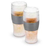 Host Freeze - Lot de 2 Verres à bière de 47 cl, Verres à Pinte à Double paroi Plastique Contenant Un Gel réfrigérant, Gris