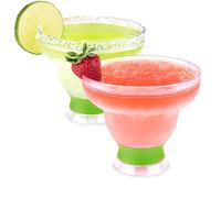 Host Freeze - Lot de 2 verres à margarita, verres à cocktail à double paroi contenant un gel réfrigérant, Vert