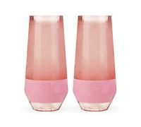 Host Lot de 2 verres à vin sans pied isothermes à double paroi avec gel de refroidissement actif | avec poignée en silicone isotherme, 266 ml, teinte blush (10038)