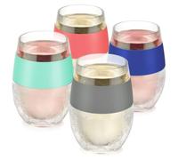 Host - Lot de 4 verres réfrigérés isothermes à double paroi avec gel réfrigérant, verres à vin rouge et blanc, 25 cl, Couleurs assorties