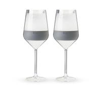 Host Wine Freeze Lot de 2 verres à vin à double paroi avec gel de refroidissement actif et poignée en silicone isotherme | Lot de 2 gobelets en plastique de 192 ml, gris (10033)