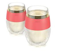 HOST Wine Freeze - Lot de 2 verres réfrigérés isothermes à double paroi avec gel réfrigérant, verres à vin rouge et blanc, 25 cl, Corail