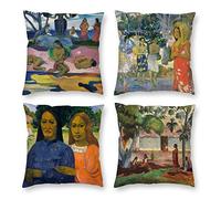 HOSTECCO Paul Gauguin Lot de 4 housses de coussin carrées décoratives 45,7 x 45,7 cm