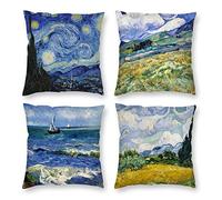 HOSTECCO Vincent Van Gogh Lot de 4 housses de coussin carrées décoratives pour canapé 40 x 40 cm
