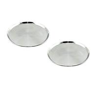 Hostelnovo - Pack 2 plateaux de desserte ronds - Diamètre : 40 cm - Acier inoxydable - Idéal pour Catering et services à la table - Transport d'aliments et de boissons sûr et élégante
