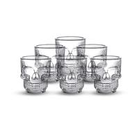Hostelnovo - Pack de 6 shots tête de mort - Fabriqués en verre résistant - Idéal pour les occasions spéciales - shots de 50 ml