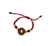 HOSTENATURA Bracelet Feng Shui Monnaie I Ching | Amulette pour argent, richesse et bonne chance | Protection énergétique et prospérité | Bracelet réglable pour un usage quotidien