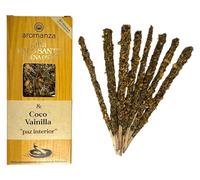 HOSTENATURA Encens Mini Palo Santo Buena Onda Noix de coco et vanille Aromanza Argentine - 8 Sahumeriens 40 min durée - Paix intérieure