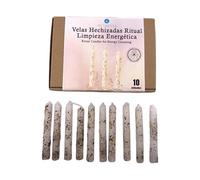 HOSTENATURA | Kit de bougies de nettoyage énergétiques | 10 bougies blanches avec herbes naturelles | Bougies ésotériques artisanales pour purification, protection et rénovation de la maison