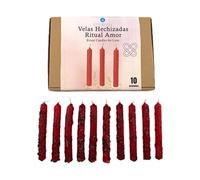 HOSTENATURA | Kit de bougies rituelles d'amour | 10 bougies rouges avec herbes naturelles 10 x 1 cm | Bougies ésotériques artisanales pour attirer l'amour, la passion et l'harmonie en couple